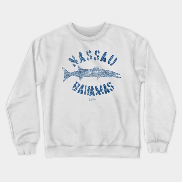 Nassau, Bahamas, Great Barracuda (Distressed) Crewneck Sweatshirt by jcombs